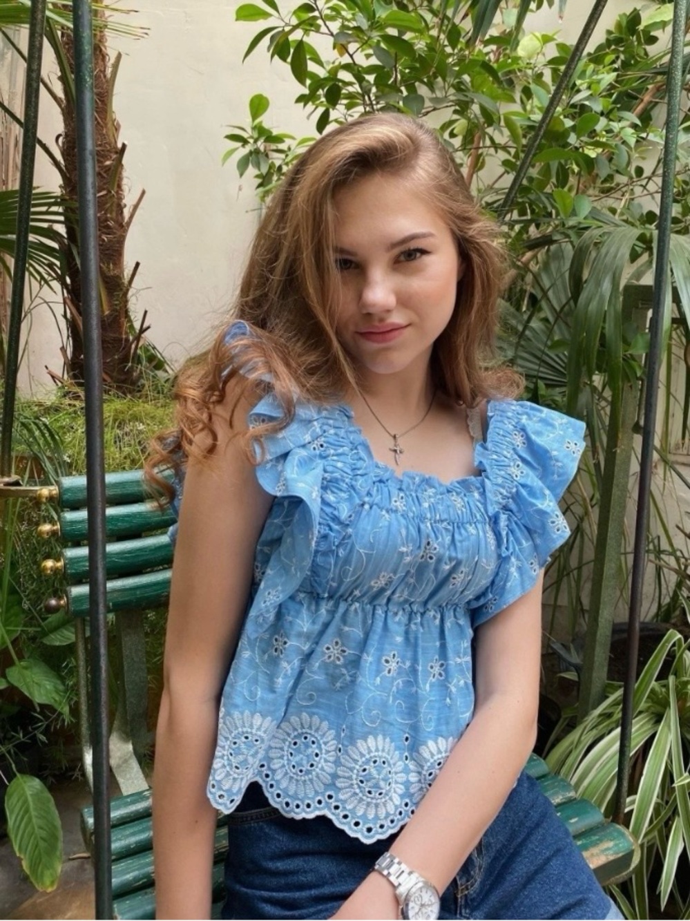 Zara Ruffled Embroidered Tank M - Picture 4 of 4